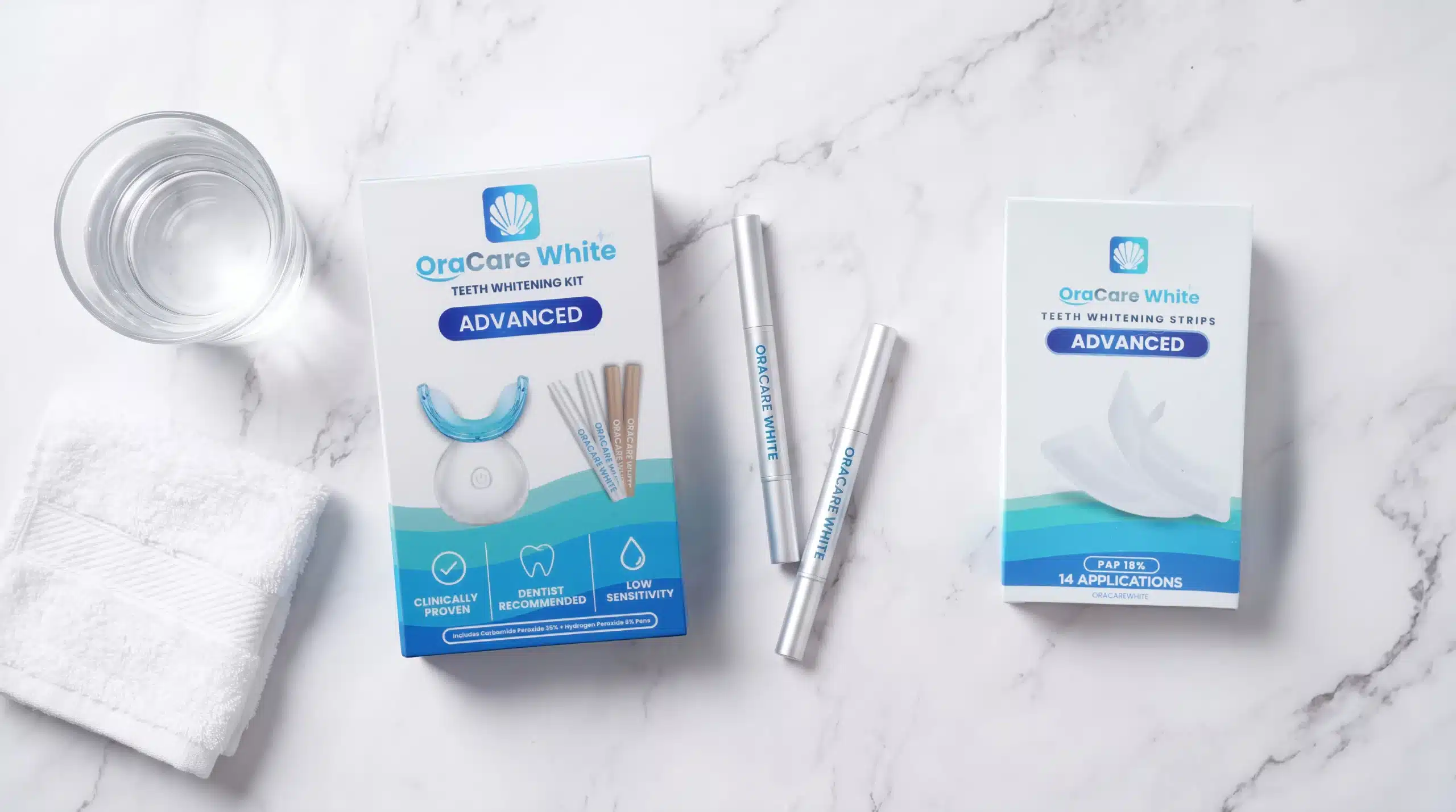 OraCare White professional teeth-whitening product collection